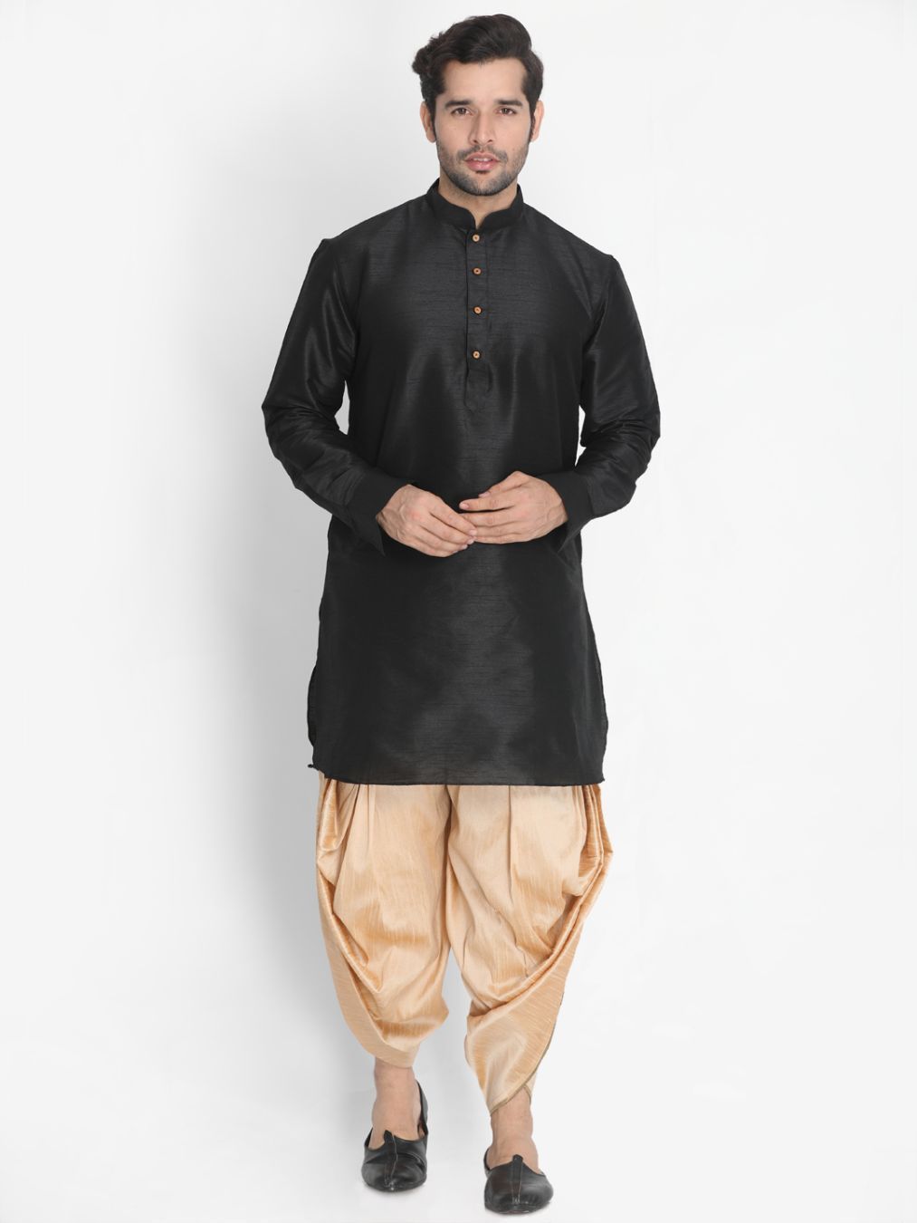 Men's Gold Cotton Silk Blend Dhoti