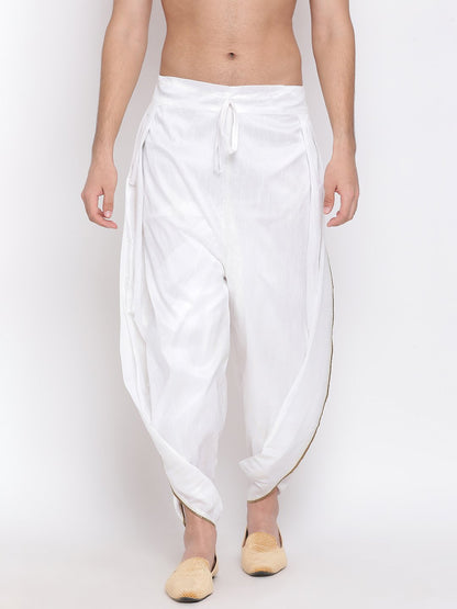 Men's White Solid Dhoti Pant