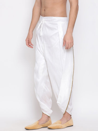 Men's White Solid Dhoti Pant