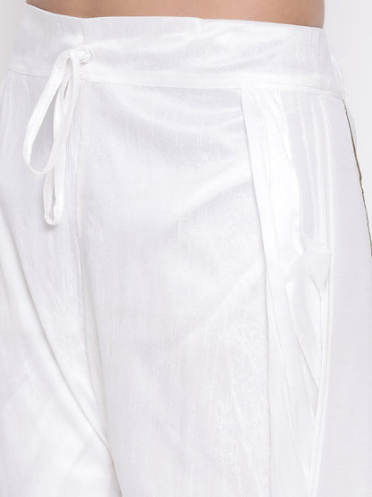 Men's White Solid Dhoti Pant