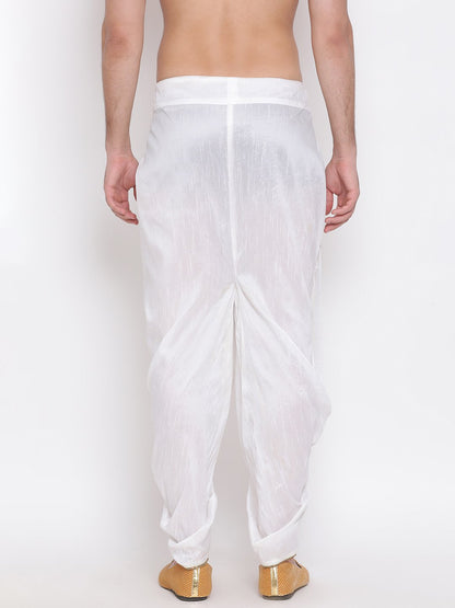 Men's White Solid Dhoti Pant