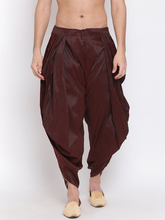 Men's Wine Solid Dhoti Pant