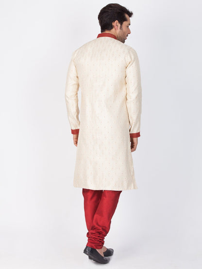 Men's Gold Cotton Silk Blend Sherwani Set