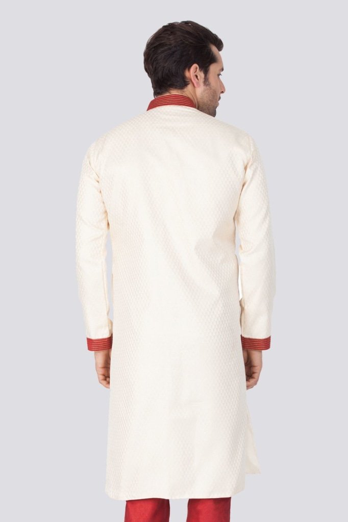 Men's Beige Cotton Silk Blend Sherwani Only Top