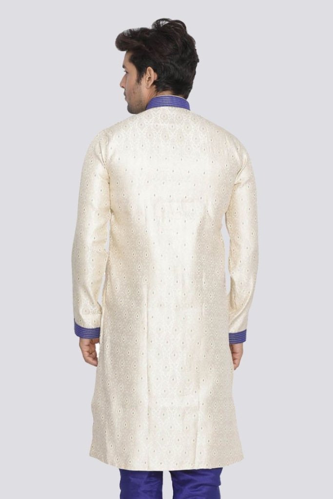 Men's Beige Cotton Silk Blend Sherwani Only Top