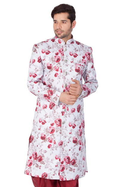 Men's Multicolor Cotton Silk Blend Sherwani Only Top