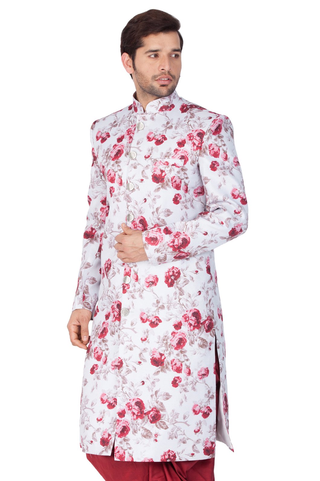 Men's Multicolor Cotton Silk Blend Sherwani Only Top