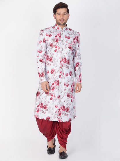 Men's Multicolor Cotton Blend Sherwani Set