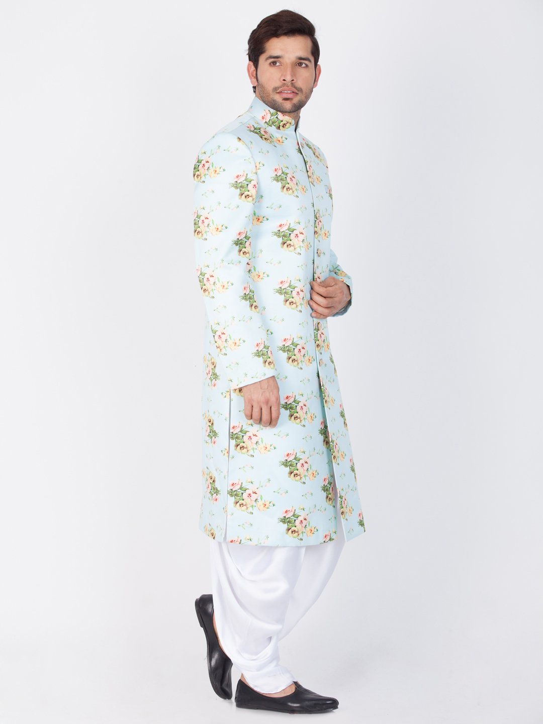 Men's Multicolor Cotton Blend Sherwani Set