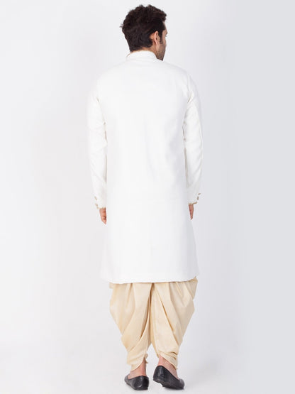 Men's White Cotton Blend Sherwani Set