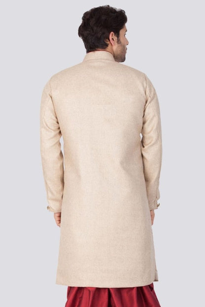 Men's Beige Cotton Silk Blend Sherwani Only Top