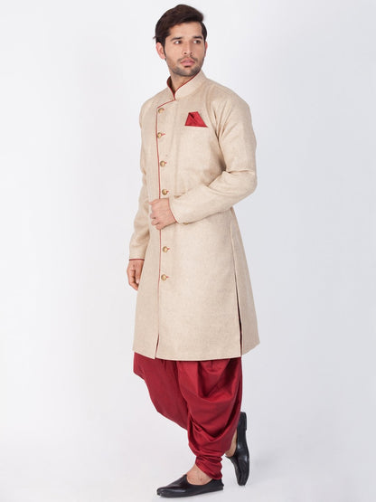 Men's Brown Cotton Blend Sherwani Set