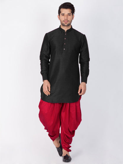 Men's Black Silk Blend Kurta