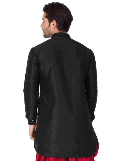 Men's Black Cotton Silk Blend Kurta