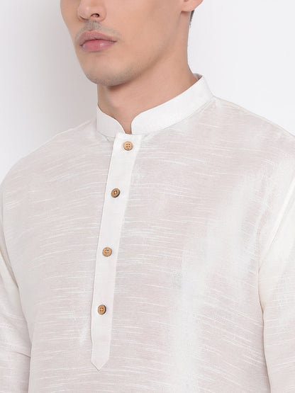 Men's Cream Silk Blend Kurta and Dhoti Pant Set