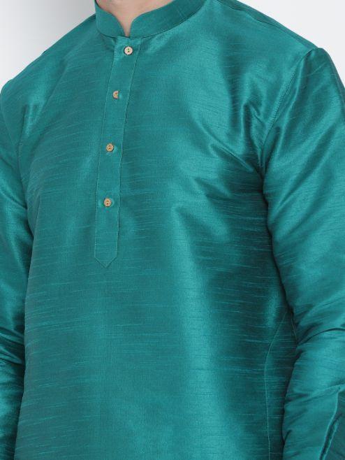 Men's Green Silk Blend Kurta