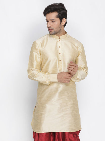 Men's Gold Cotton Silk Blend Kurta