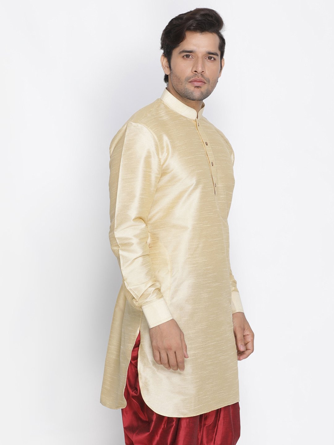 Men's Gold Cotton Silk Blend Kurta