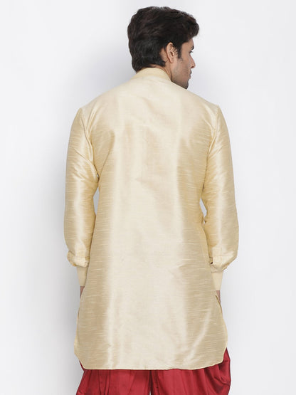 Men's Gold Cotton Silk Blend Kurta