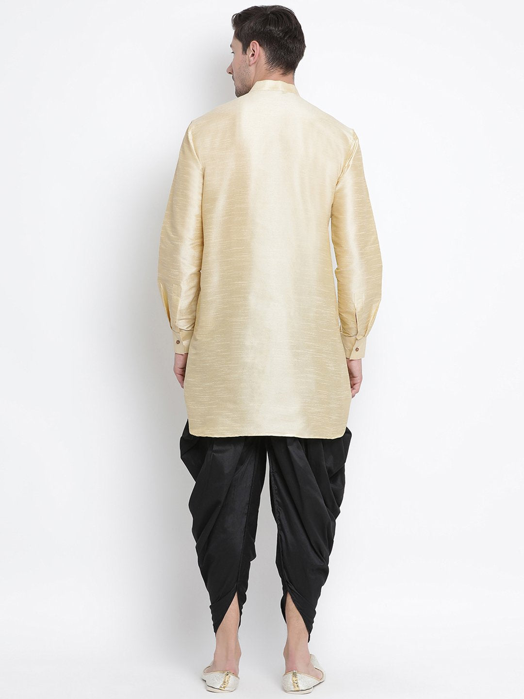 Men's Gold Silk Blend Kurta and Dhoti Pant Set