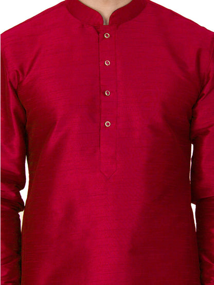 Men's Maroon Cotton Silk Blend Kurta