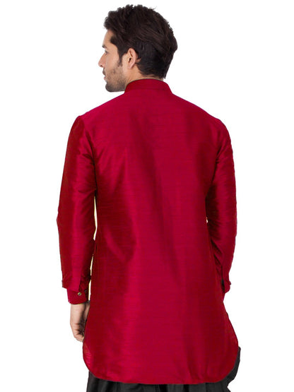 Men's Maroon Silk Blend Kurta