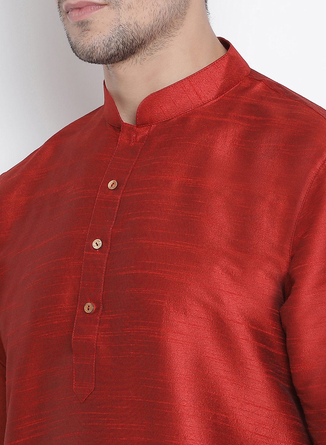 Men's Maroon Silk Blend Kurta and Dhoti Pant Set