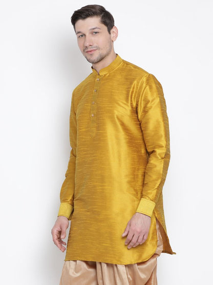 Men's Yellow Silk Blend Kurta