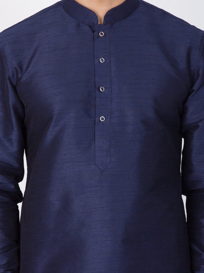 Men's Blue Silk Blend Kurta and Dhoti Pant Set