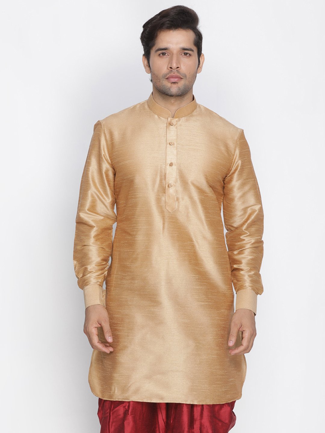 Men's Gold Cotton Silk Blend Kurta