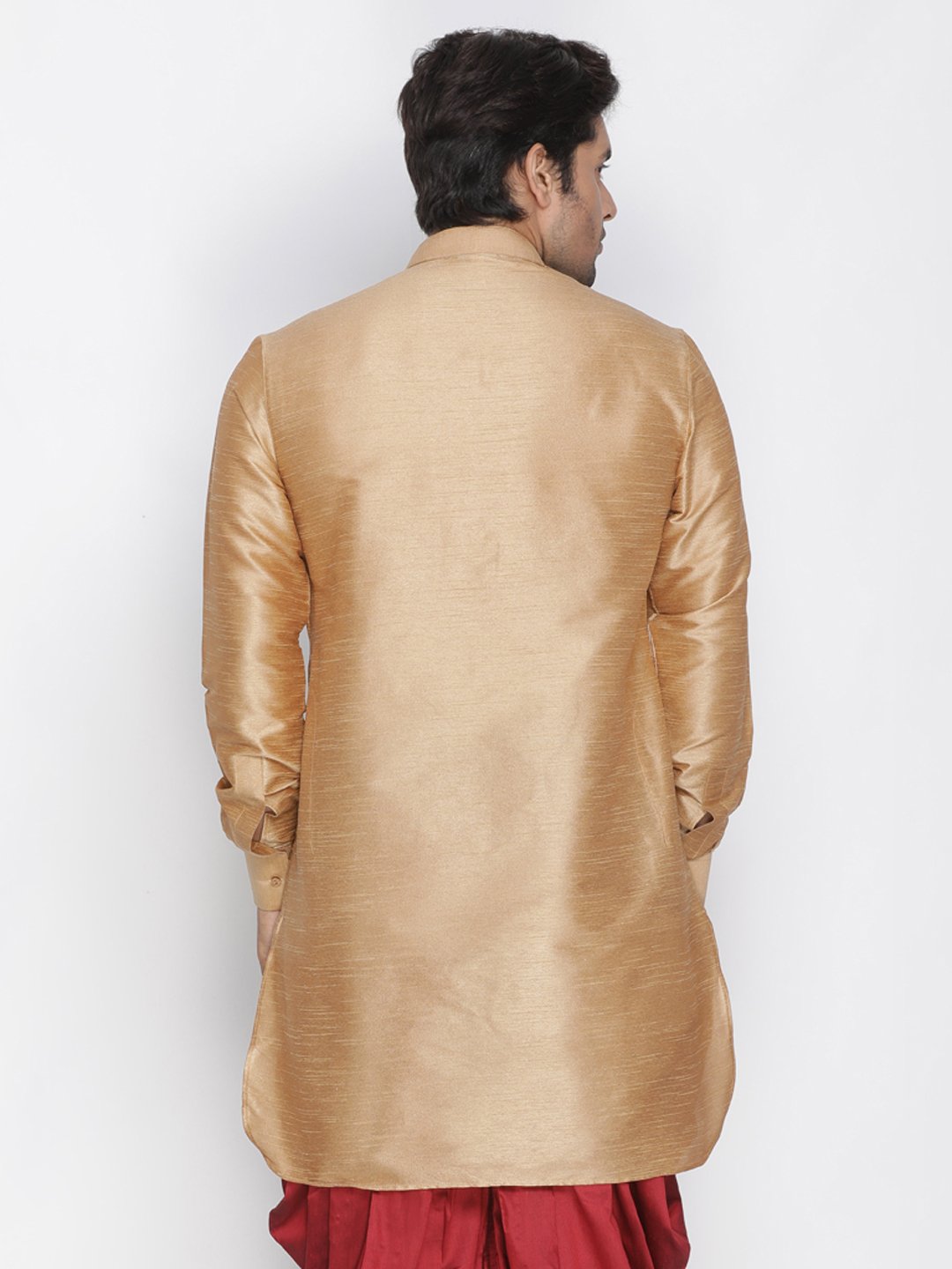 Men's Gold Cotton Silk Blend Kurta