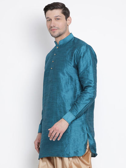 Men's Dark Green Cotton Silk Blend Kurta