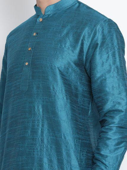 Men's Dark Green Cotton Silk Blend Kurta