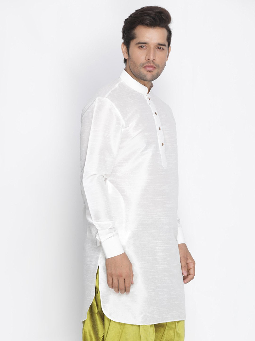 Men's White Silk Blend Kurta