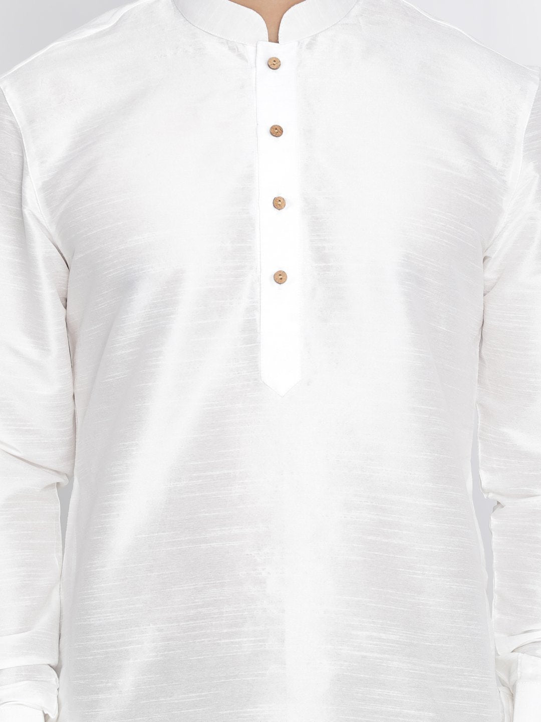 Men's White Cotton Silk Blend Kurta