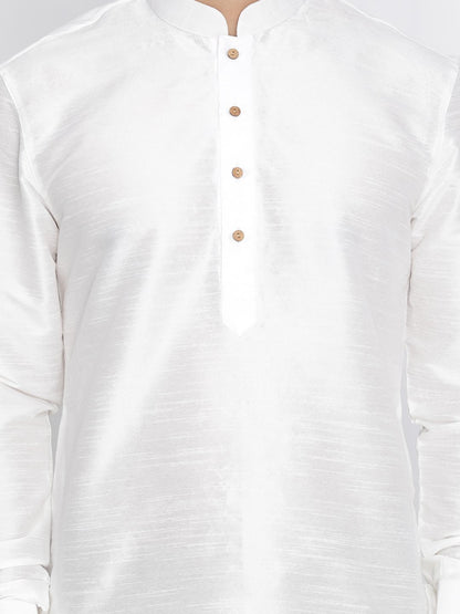 Men's White Silk Blend Kurta