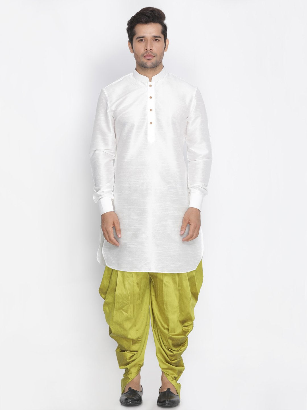 Men's White Silk Blend Kurta