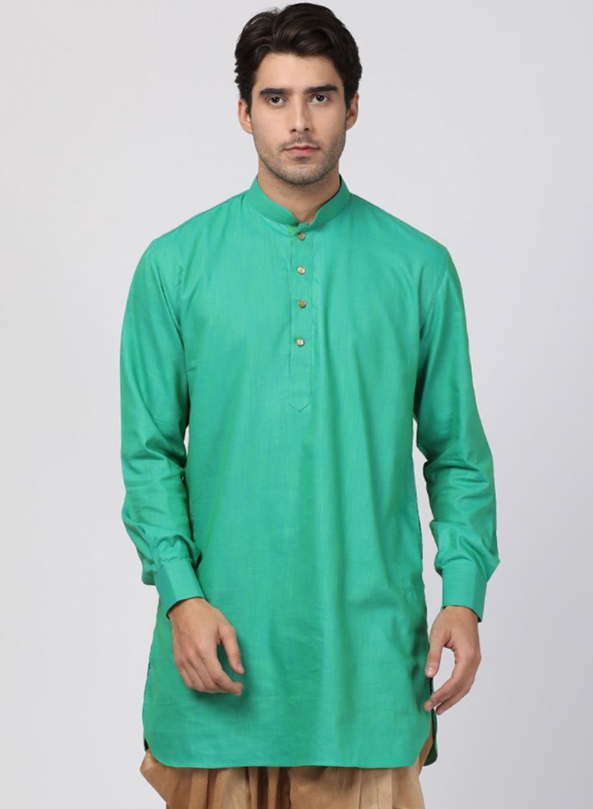 Men's Green Cotton Kurta