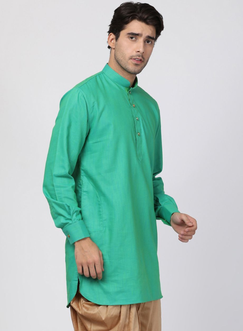 Men's Green Cotton Kurta