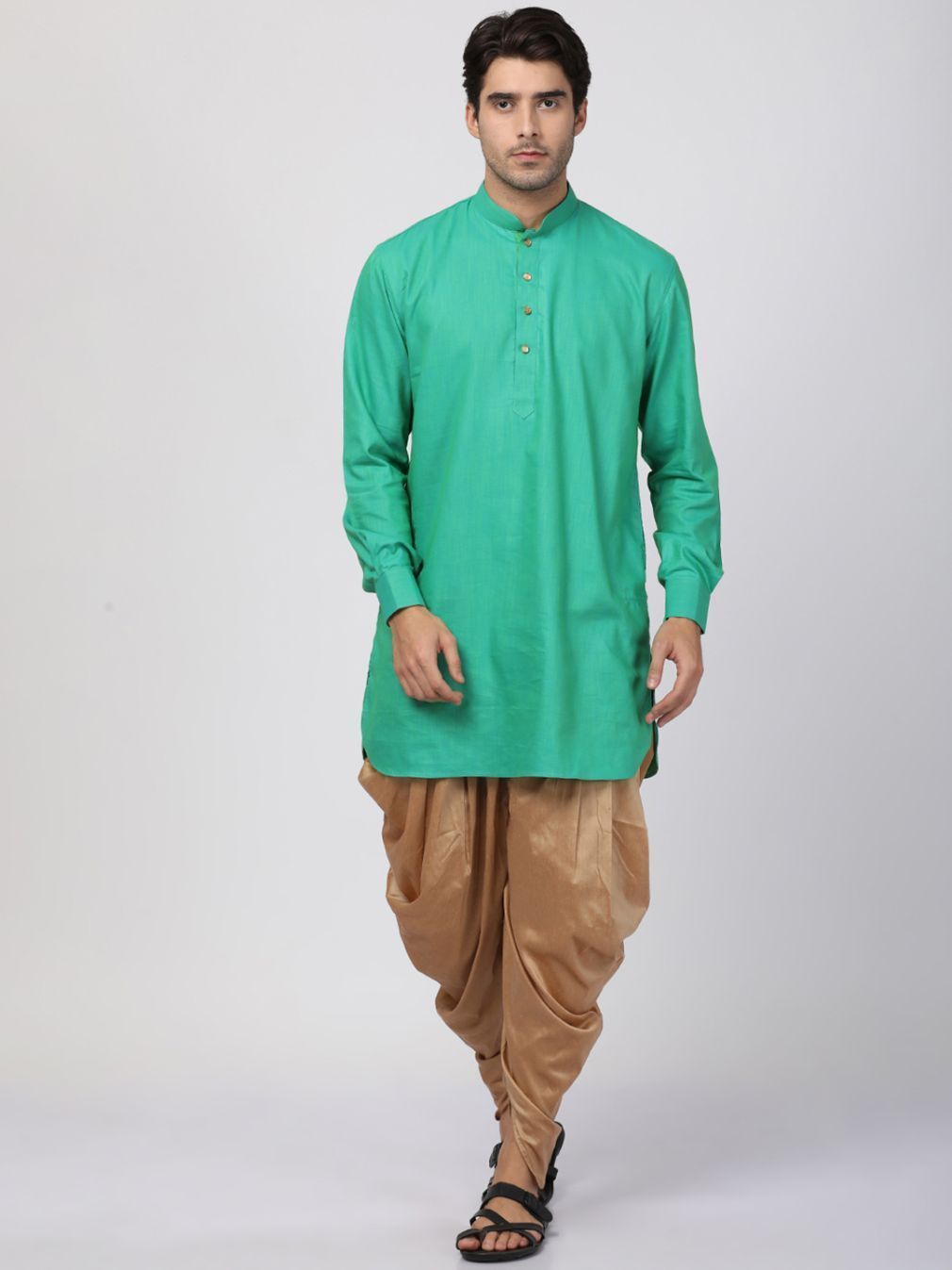 Men's Green Cotton Kurta