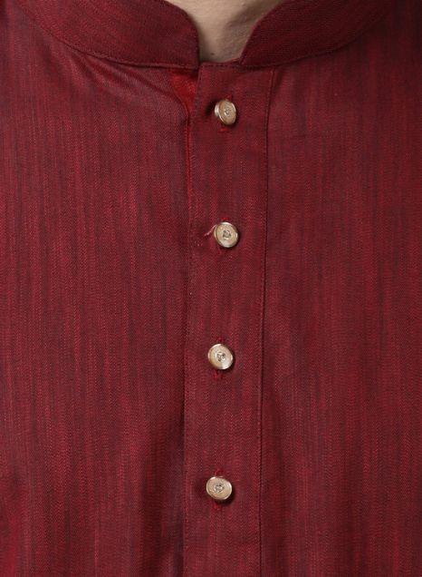 Men's Maroon Cotton Kurta