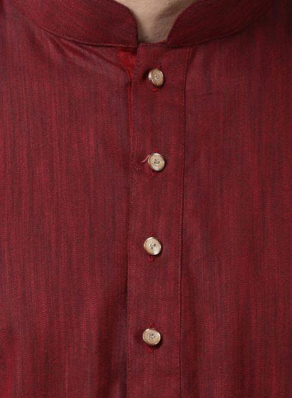 Men's Maroon Cotton Kurta