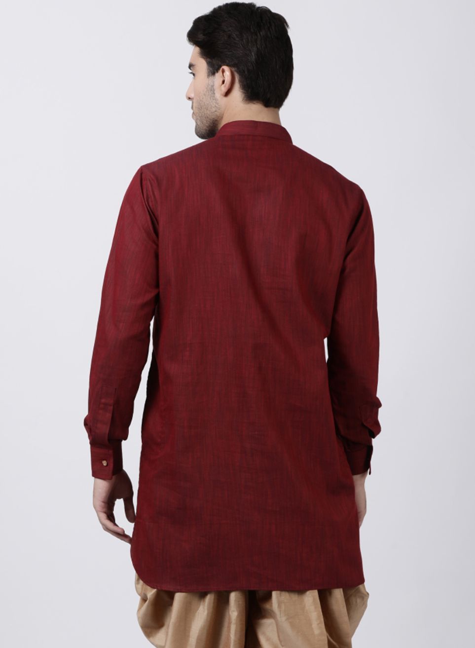 Men's Maroon Cotton Kurta