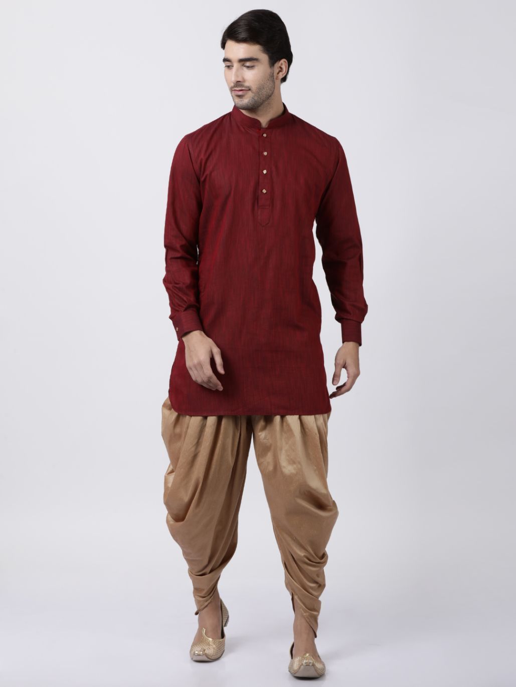 Men's Maroon Cotton Kurta