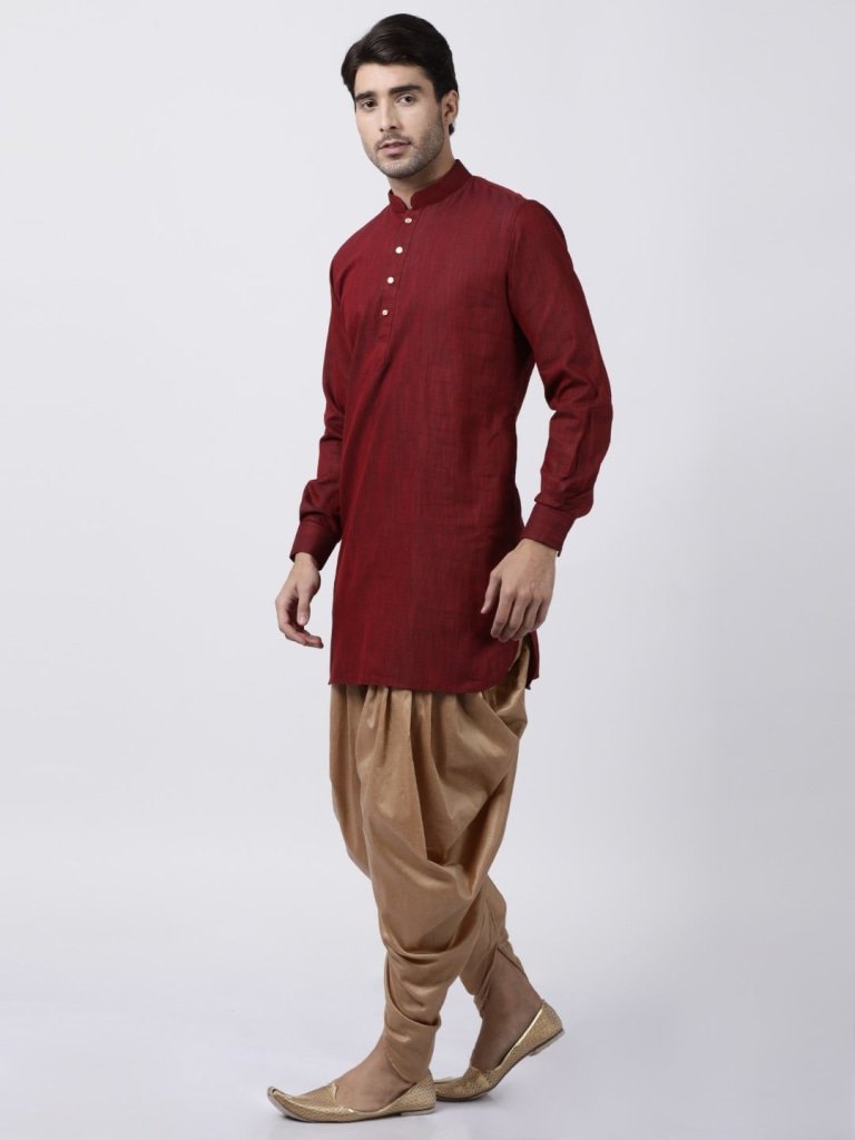 maroon cotton dhoti kurta