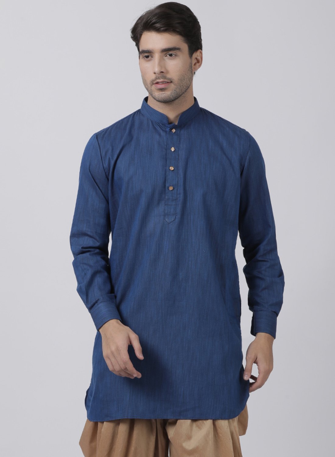 Men's Dark Blue Cotton Kurta