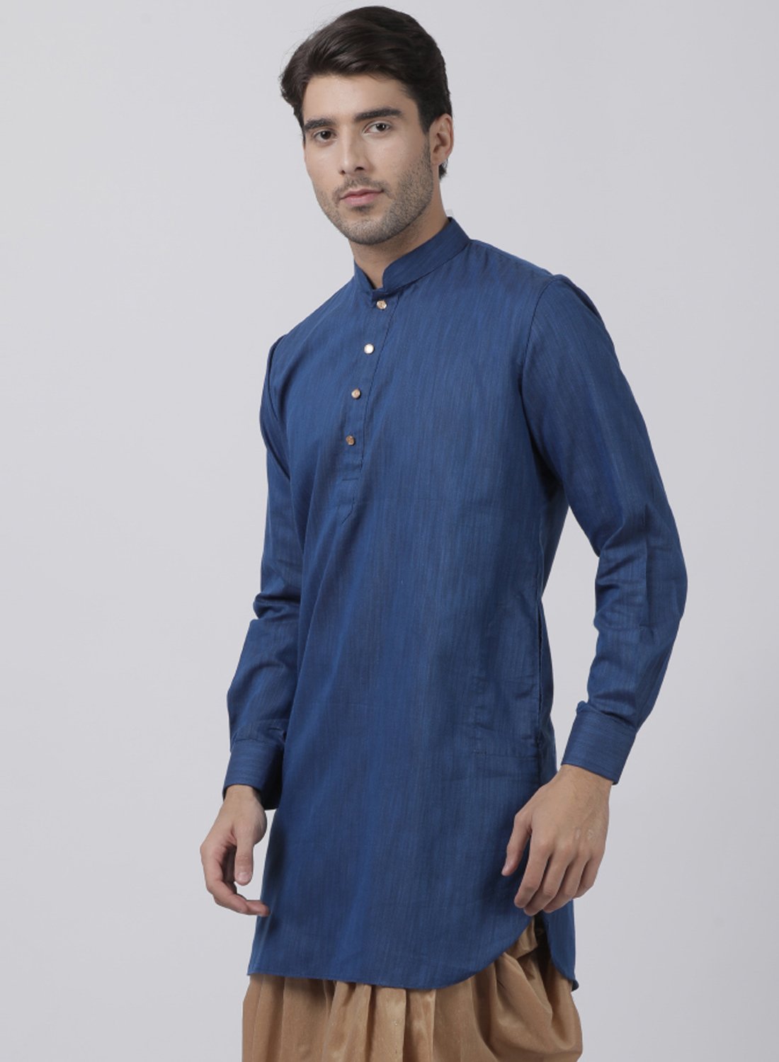 Men's Dark Blue Cotton Kurta