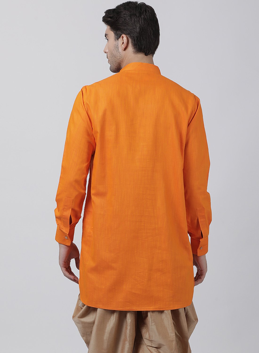 Men's Orange Cotton Kurta