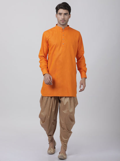 Men's Orange Cotton Kurta