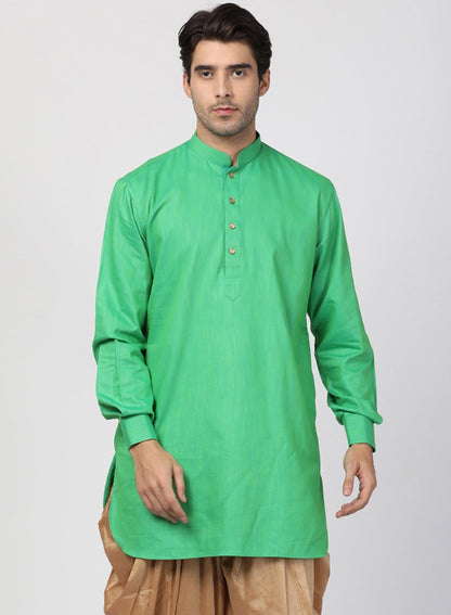 Men's Green Cotton Kurta